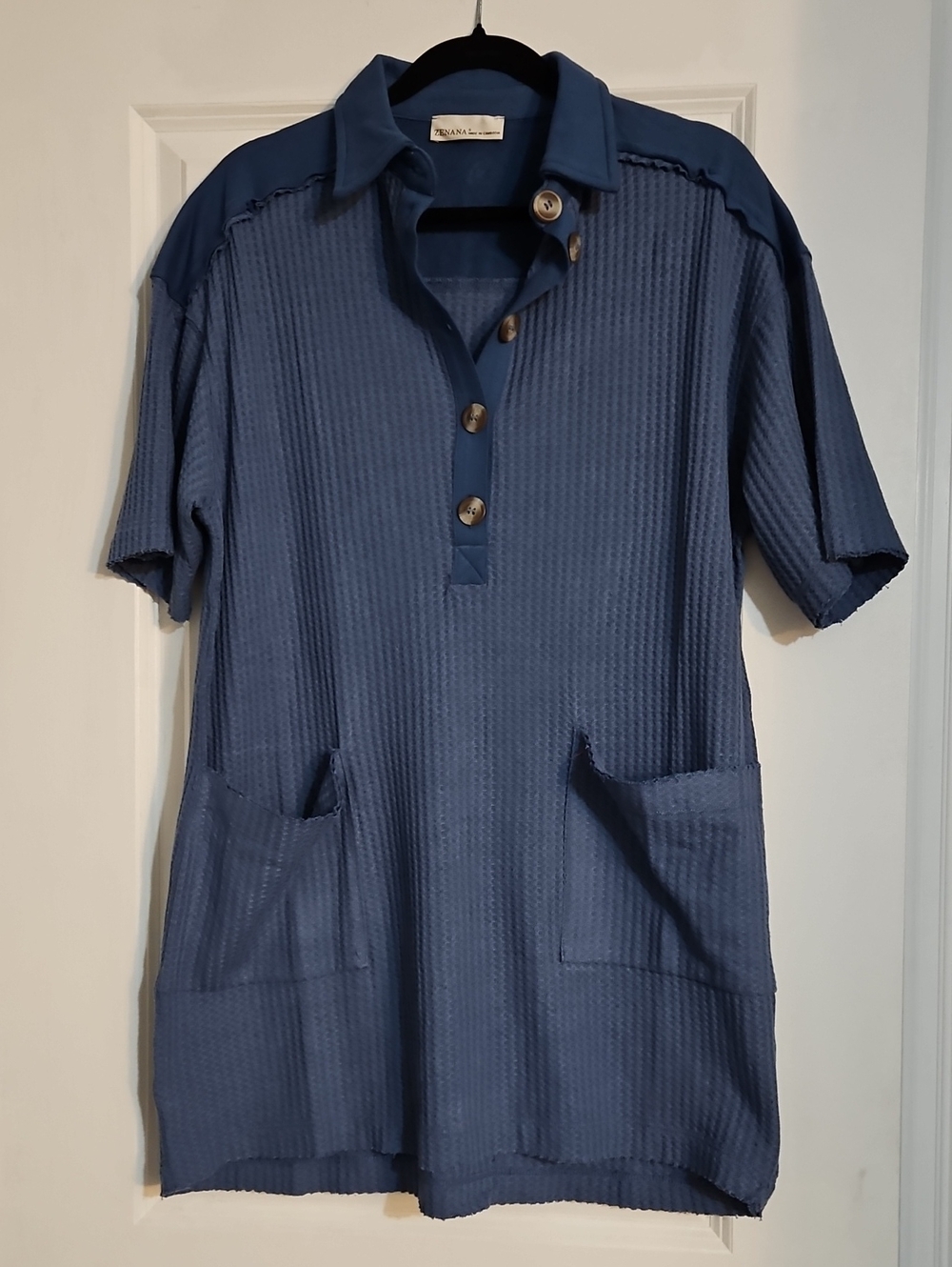 Zenana Blue Button Polo Dress NWOT